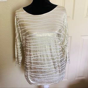 Chico’s gold foil and cream shirt size 1